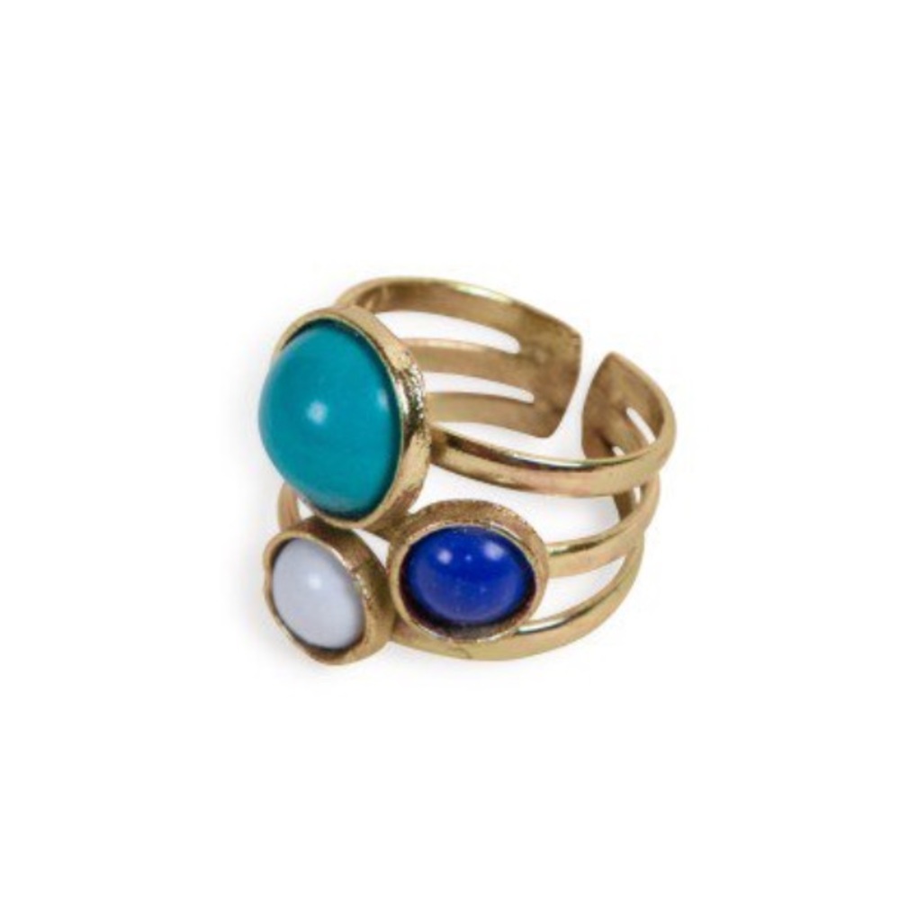5/$20 Artisan Turquoise Brass Statement Cage Ring